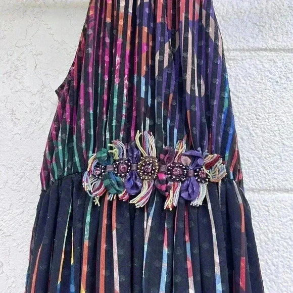 Geisha Designs Anthropologie Size 2 "Kalinka" Women's Black Motif Maxi Dress NWT - Picture 4 of 7